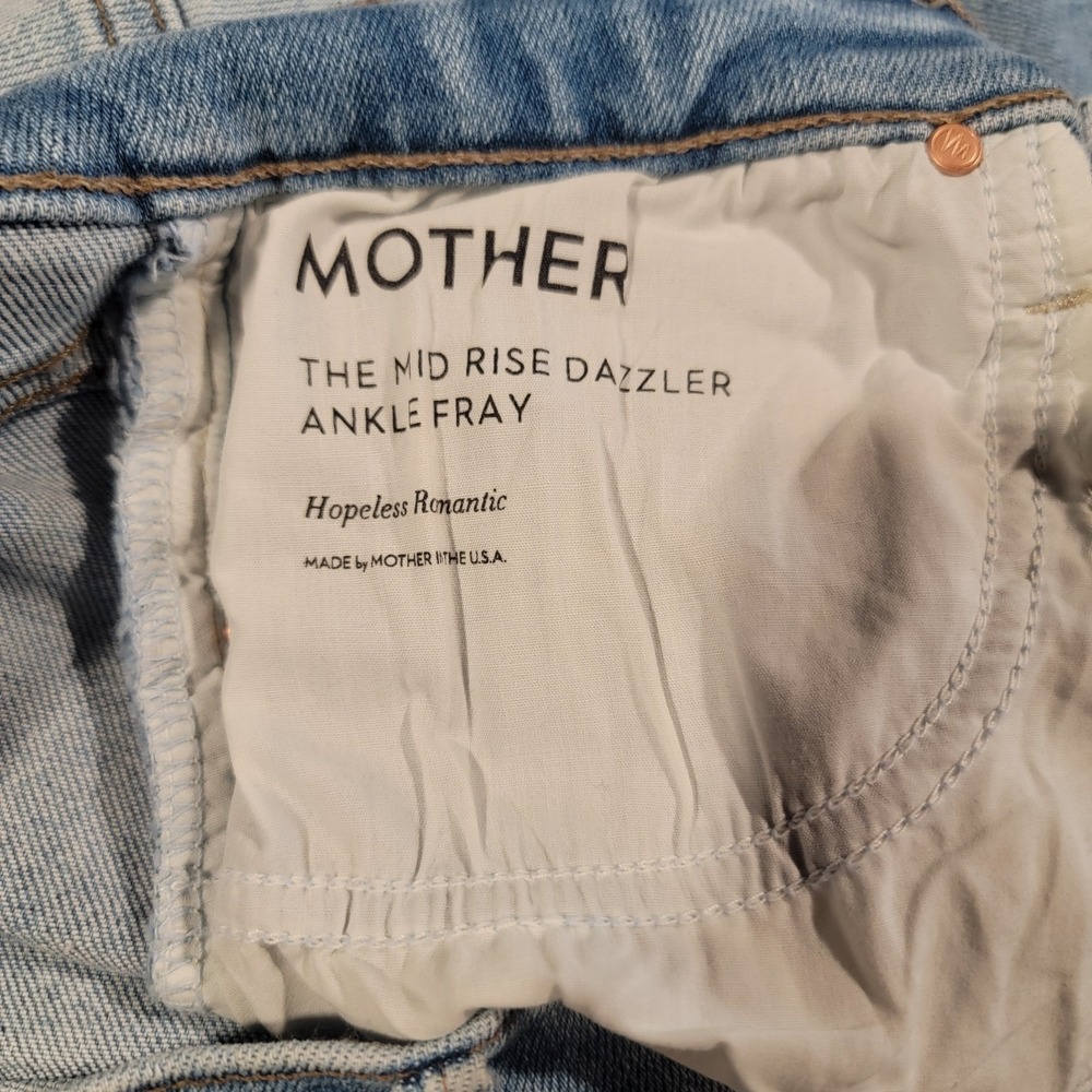 Mother Jeans Womens 28 Mid Rise Dazzler Ankle Fray Hopeless Romantic Distressed - Picture 4 of 14